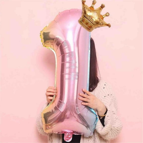 Fmbmuo Pink Aluminium Film 1 pcs Number Balloons Decorations 32 Inch , Numbers Balloons for Wedding Arch,Photo Backdrop