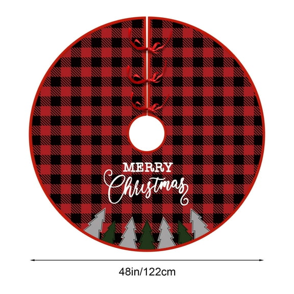 Fmbmuo Plaid Christmas Tree Skirt Multiple Sizes Red Christmas Decorations, 100%Polyester Festive Rustic Vintage Tree Skirt for a Cozy Christmas Morning