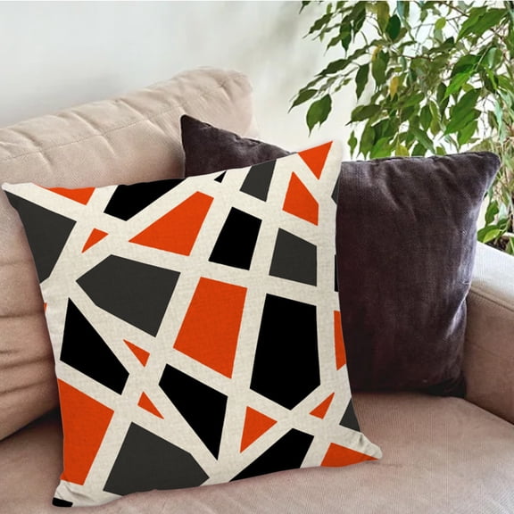 Fmbmuo Plaid Pillow Covers Fade Resistant Geometric 18x18 Inch Decorations, 1 Pcs Art Deco Breathable 100%Polyester Pillow cases, for Home and Living Room