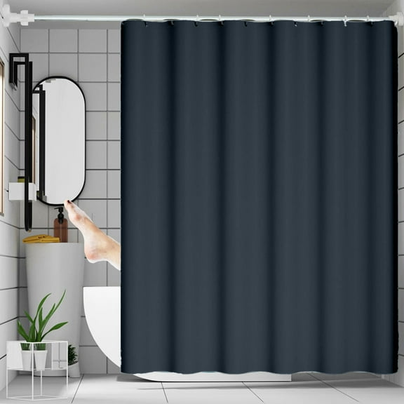 Fmbmuo Plain Solid Color Shower Curtain 71x74 Inches,Heavy Duty Waterproof Polyester Fabric Bathroom ,Machine Washable Mildew Resistant for Bath Tub,Dark Gray