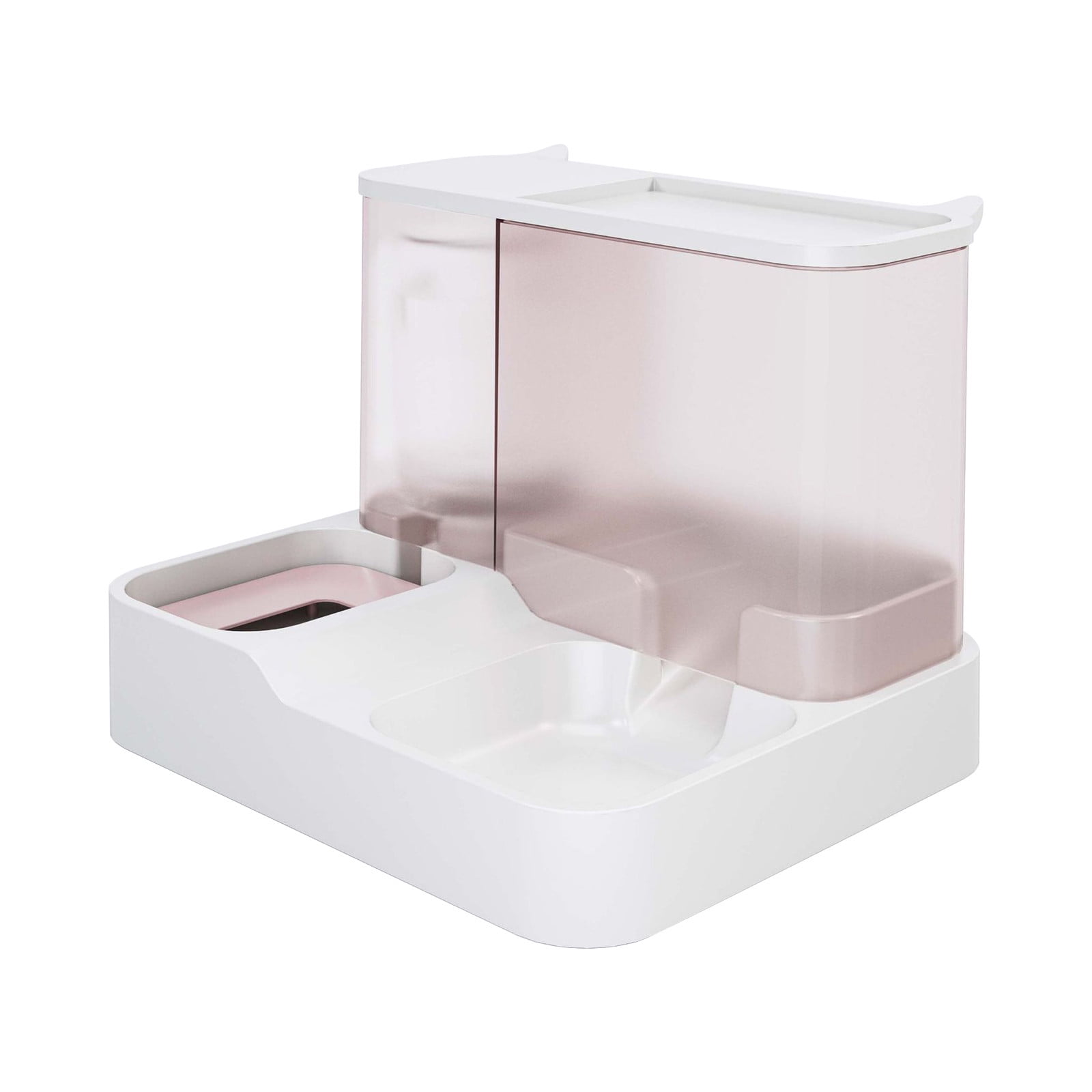 Fmbmuo Plastic Cat Bowls Non-Slip Automatic Feeder Dog Bowls, Portable Modern Whisker-Friendly Pink Pet Bowls, Indoor/Outdoor Use