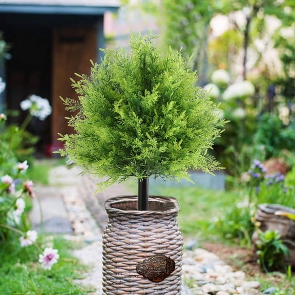 Fmbmuo Plastic Fake Plants Garden Stakes UV Resistant All Season Yard Decorations