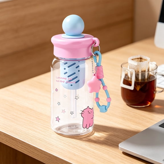 Fmbmuo Plastic Tea Separation Straw Cup Leak-Proof Detachable Tea Infuser Bottle for Office Travel Outdoor