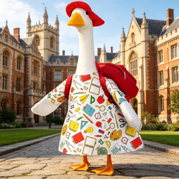 Fmbmuo Porch Goose Outfit Summer Red Rectangle 23 Inch Outdoor Decor, Full Set Soft Polyester Goose Costume for Porch Patio Lawns Decoration