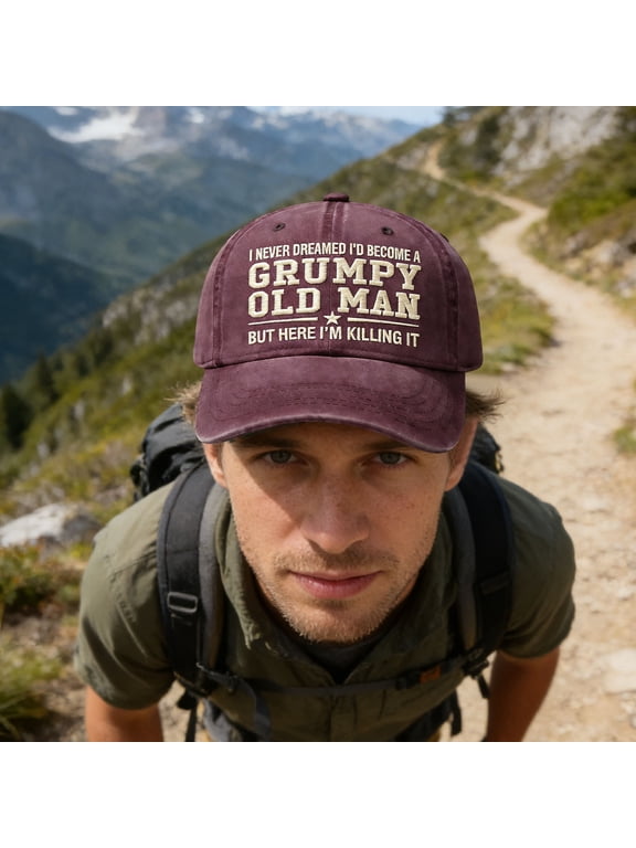 Printed Baseball Cap "Hot Tempered Old Man" Breathable Cotton 1pc for Clothing Outdoor Humorous General (Red)