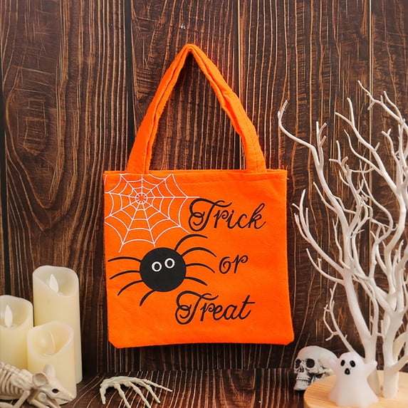 Fmbmuo Pumpkin Fall Gift Bags Medium 1Pcs Orange Decorations Fluorescent Non-Woven Fabric with Handles Christmas Bag Easy to Use, Time-Saving