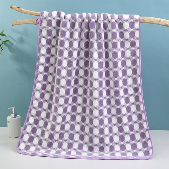 Fmbmuo Purple Bath Towels Reusable Cloth Polka Dot Washcloths, for Adult Men Women 13 x 30 inch Thick Soft Gift Towels 1 Pcs