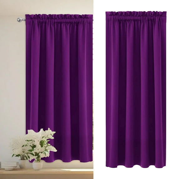 Fmbmuo Purple Window Curtains Thermal Insulation 53x41 Inch Blackout Decor Rod Pocket Polyester Scandinavian Curtain Sets for Living Room Windows