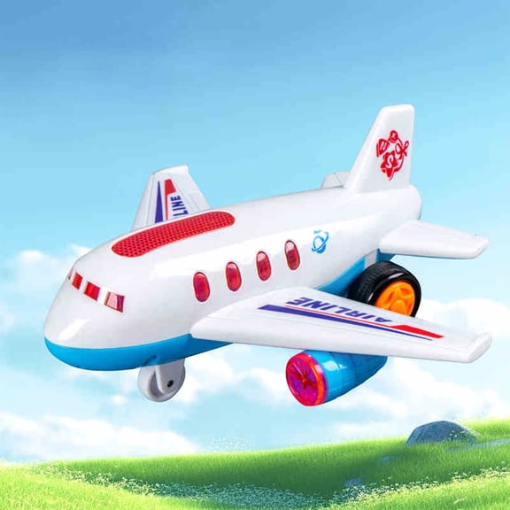 Fmbmuo Puzzle Toy Inertial Flight Plane - Colorful Light Simulation Airplane Model, Fun Gliding Action Toy