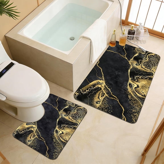 Fmbmuo Rectangle Bathroom Rugs Waterproof Abstract Multicolor Indoor/Outdoor Decorations, Non-Slip Absorbent Art Deco Floor Mats Set of 2