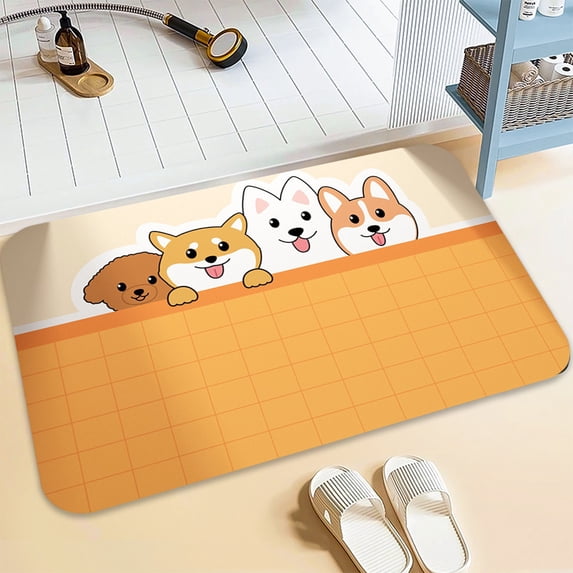 Fmbmuo Rectangle Bathroom Rugs Waterproof Modern Low Pile Bathroom Rugs Rubber 16x24in C