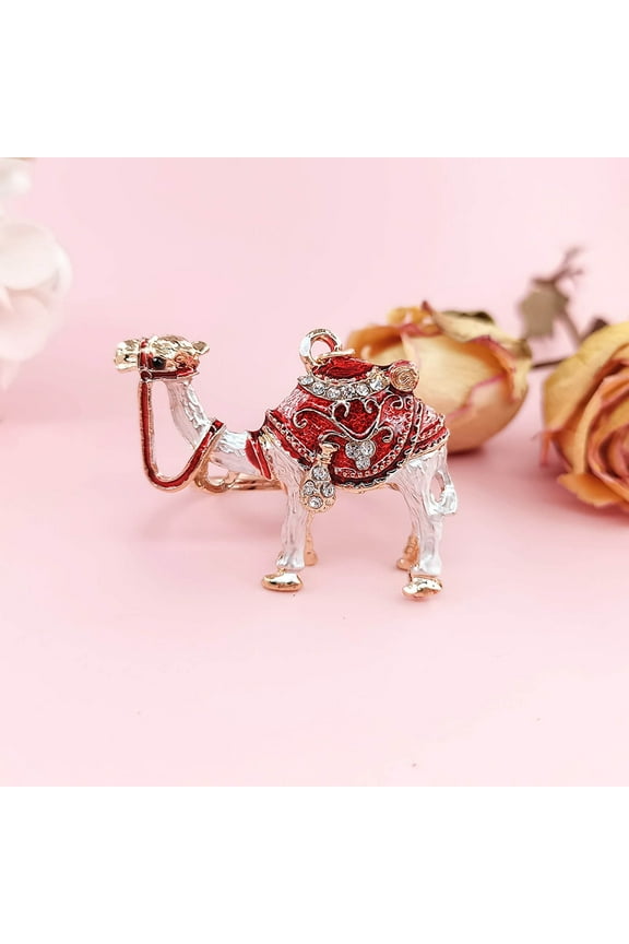 Red Camel Keychain Ornament Cozy Valentine's Day Tabletop Decorations, Industrial Gift Alloy Water-Resistant Home Decor Holiday Keepsake