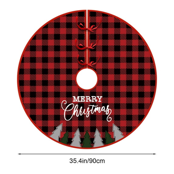 Fmbmuo Red Christmas Tree Skirt Plaid Multiple Sizes Christmas Decorations, Festive Rustic 100%Polyester Vintage Tree Skirt for a Cozy Christmas Morning