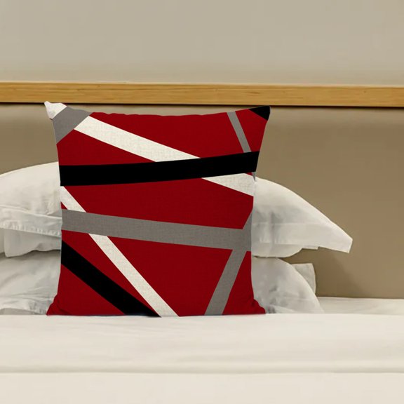 Fmbmuo Red Plaid Pillow Covers Geometric 18x18 Inch Fade Resistant Decorations, 100%Polyester 1 Pcs Breathable Art Deco Pillow cases, for Home and Living Room