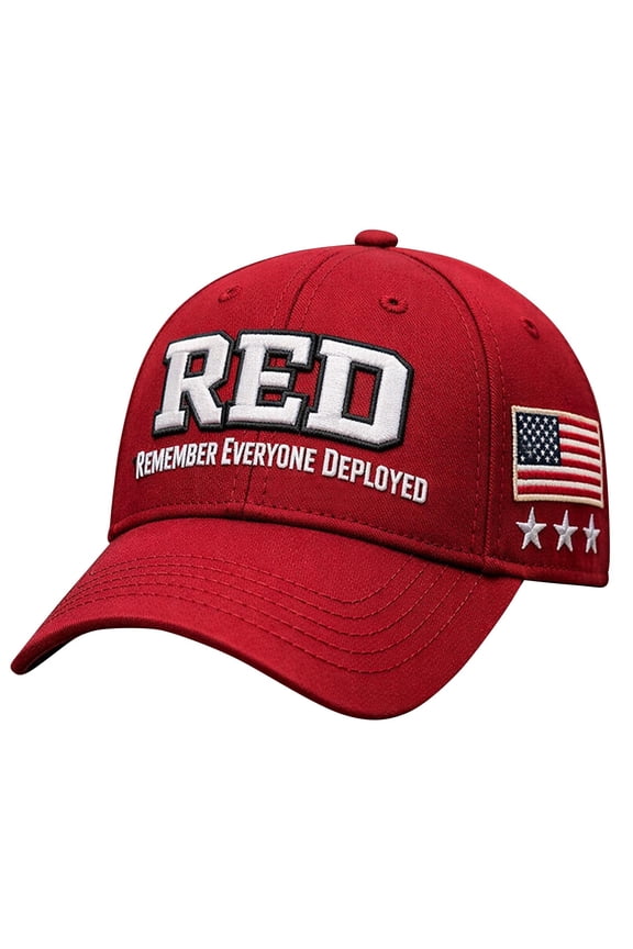 Red Polyester Patriotic Art Printed Casual Hat  Adjustable Cap for Outdoor Wear