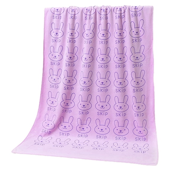 Fmbmuo Reusable Large Beach Towels Purple Easter Bunny Cloth Washcloths, 27.5" x 55" Quick Dry for Adult Men Women Soft Towels 1 Pcs