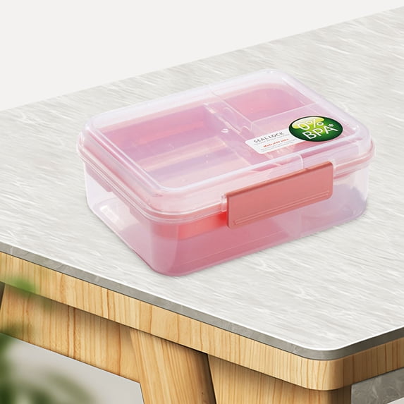 Fmbmuo Reusable Lunch Box Pink Stackable Plastic Bento Box, Airtight 2-Tier Large Food/Fruit Storage Containers Freezer & Dishwasher Friendly
