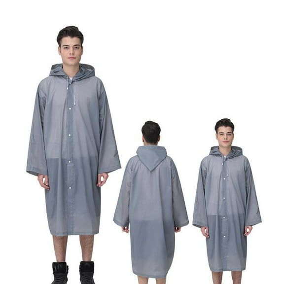 Fmbmuo Reusable Ponchos Adult Weatherproof Long EVA for Backpacking Unisex Loose Gray