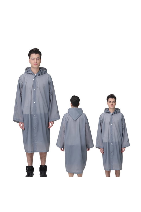 Reusable Ponchos Adult Weatherproof Long EVA for Backpacking Unisex Loose Gray