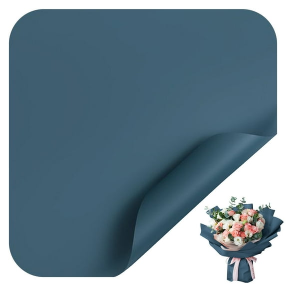 Fmbmuo Reversible Flower Wrapping Paper Solid Color 20 Pcs Blue Gift Wrapping, Minimalist 58x58 CM Wrapping Paper for Multiple Gift Giving Events