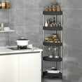 thumbnail image 1 of Fmbmuo Rustproof 5 Tier Floor Standing Corner Shower Organizer, Floor Corner Shelf Rack Storage Stands with Detachable Rolling Wheels and Drainage Holes for Bathroom,Black, 1 of 5