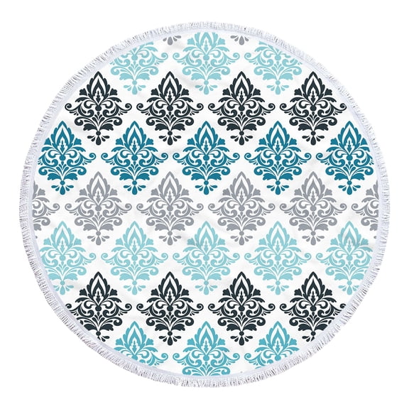 Fmbmuo Sandproof & Quick Drying Round Printed Beach Blanket with Boho Tassels Outdoor Foldable Large(60" x 60") Portable Beach Towel Cute Machine Washable Picnic Mat for Camping Grass Park Travel