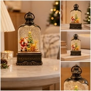 Fmbmuo Santa Claus Christmas Snow Lighted , Swirling Glitter Tabletop Ornaments , Outdoor Indoor For Xmas Tree Wreath Window Holiday Decor