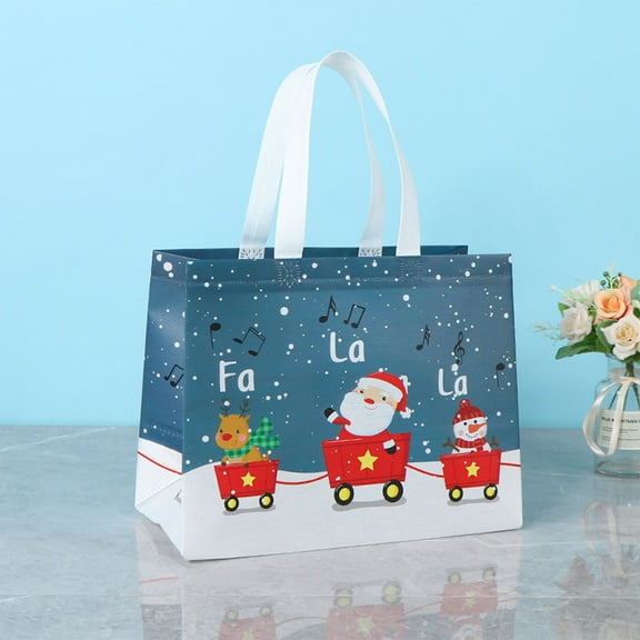 Fmbmuo Santa Claus Gift Bags 5Pcs Medium Multicolor Decorations Neon Non-Woven Fabric with Handles Christmas Bag for Office Party Gift Exchange