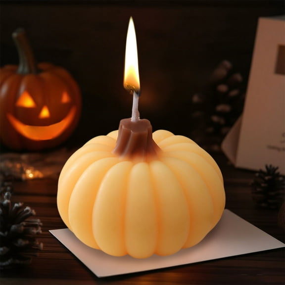 Fmbmuo Scented Pumpkin Jar Candle (Short) Container Candles Single Wax Traditional Thanksgiving Table Setting
