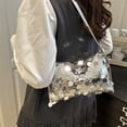 thumbnail image 1 of Fmbmuo Sequin Shoulder Bags Bead Zipper Medium Bags for Women, Cocktail Shoulder Strap Nylon Valentine's and Birthday Gift Silver, 1 of 5