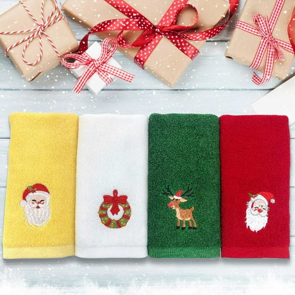 Fmbmuo Shatterproof Christmas Ornaments Hanging Acrylic Tree Decorations 4 Pcs Merry Christmas Towel Embroidered Hand Towels Home Keepsake Keepsake Ornaments Decorations
