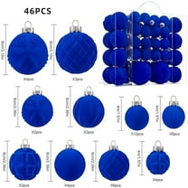 Fmbmuo Shatterproof Vintage Christmas Ornaments 46 piece Plastic Traditional Mixed Sizes Blue Fluorescent for Christmas Tree