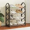 thumbnail image 1 of Fmbmuo Shoe Rack 4 Tier Freestanding Metal Organizer, Art Deco Space Saving and Easy Assembly Portable Shoe Rack (Black), 1 of 5