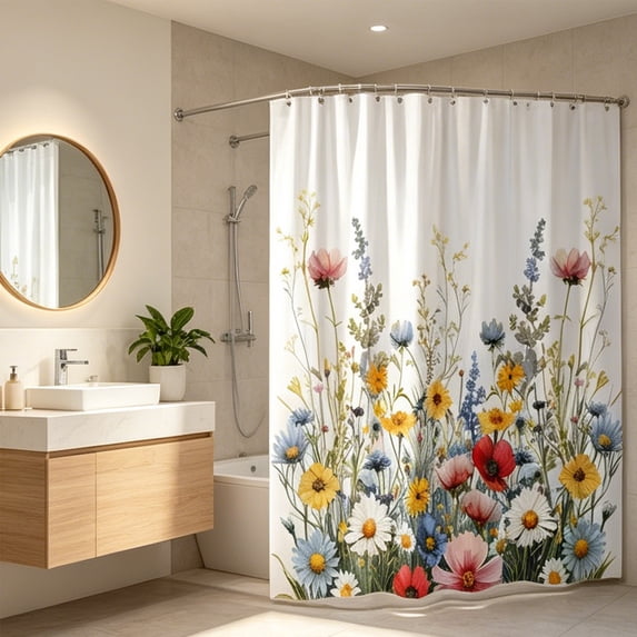Fmbmuo Shower Curtain Without Punching 47.24x70.87 Inch Waterproof Machine Washable Soft Polyester No Drill Curtain with 12 Rustproof Hooks Decor for Shower Stall Bathroom Bathtub