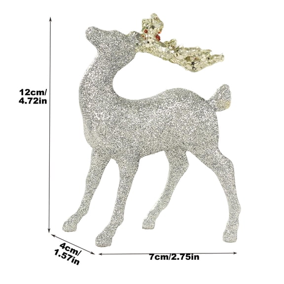 Fmbmuo Silver Glitter Reindeer Cute Tabletop Valentine's Day Decorations, Art Deco Shatterproof Gift Plastic Home Decor for Living Room
