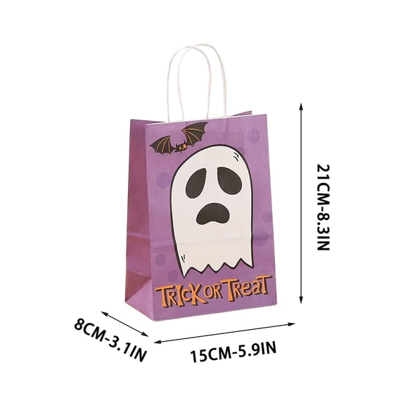Fmbmuo Small Gift Bags, Halloween Kraft Paper Gift Bags, Pumpkin Themed Wrapping Tote, Party Favor Sacks for Treats and Presents