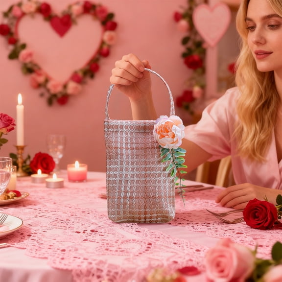 Fmbmuo Small HandBags Flower Valentine's Day Snap Bags for Women, Fashion Party Cloth Valentine's and Birthday Gift Gold