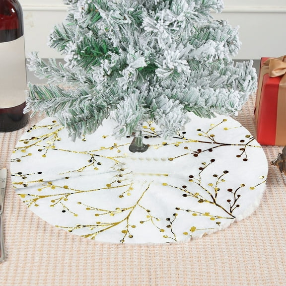 Fmbmuo Small Tree Skirt Multicolor 15 Inch Gold Printed Christmas Decorations, Traditional Nylon,Spandex Non Slide Vintage Tree Skirt for a Cozy Christmas Morning