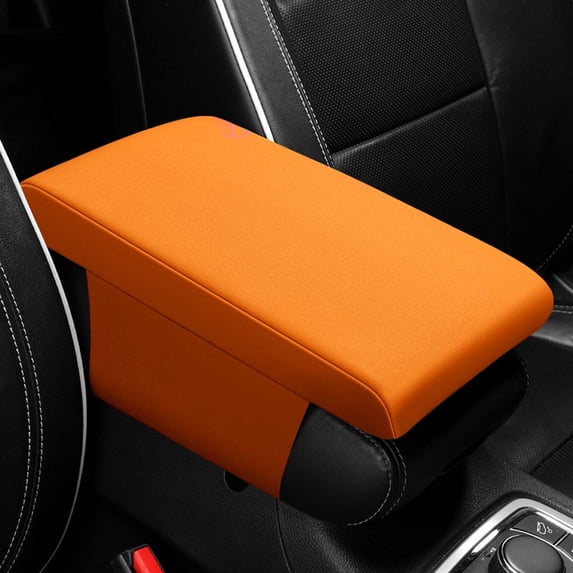 Fmbmuo Soft Center Console Cover 8x13 Inch Fade Resistant Rectangle Seat Cushions, Microfiber Leather Minimalist 1Pcs (Orange)