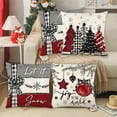 thumbnail image 1 of Fmbmuo Soft Christmas Throw Pillow Covers 18x18 Inch Beige Winter Print Decorations, Set of 4 Removable Cover Polyester Modern Pillow cases, for Christmas Holiday Decor, 1 of 5
