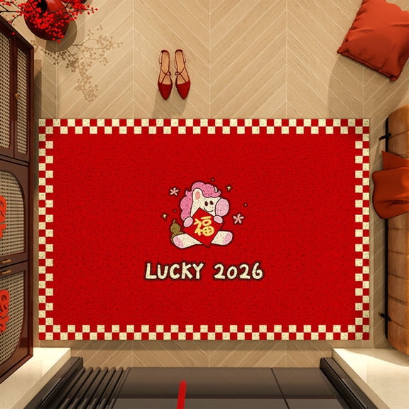 Fmbmuo Soft Entryway Rug Rectangle Red "RICH 2026" indoor/Outdoor Decorations, Modern Non-Slip Absorbent Floor Mats 15.7 x 23.6 inch