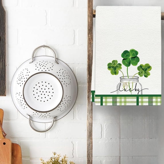 Fmbmuo Soft Kitchens Towel White Fleece St. Patrick's Day Washcloths, Kitchen & Bathroom 18 x 30 inch Thick Washable Towels 1 Pcs