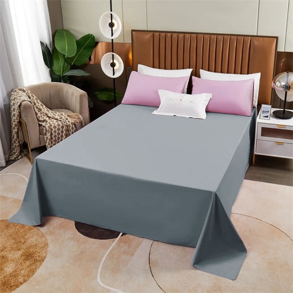 Fmbmuo Solid Flat Sheet Twin Size Only Super Soft Silky Microfiber Bed Sheet Easy Care Breathable Wrinkle & Fade Resistant Durable Sheet for All-Season Comfort