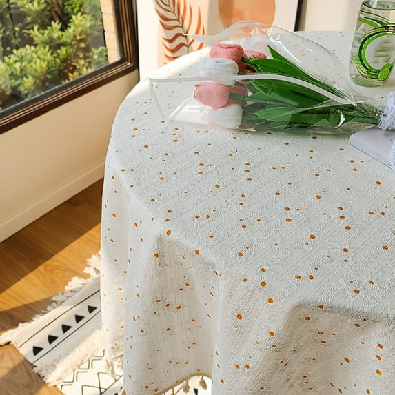 Fmbmuo Square Tablecloth Waterproof Floral Print White 35*24 Inch Table Decorations, Traditional Washable Cotton Table Runner Indoor and Outdoor Table Cover