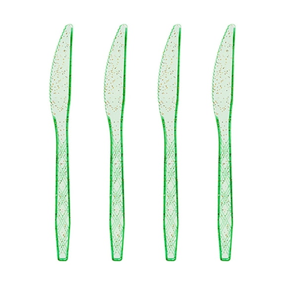 Fmbmuo St. Patrick's Day Theme Utensils Set - 6.3-inch Green Disposable Tableware, Holiday Party Set (Knife, 24 Pieces)