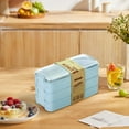 thumbnail image 1 of Fmbmuo Stackable Lunch Box Blue Reusable Plastic Bento Box, with Cutlery 3-Tier Airtight Food/Fruit Storage Containers for College,Work and Travel, 1 of 5