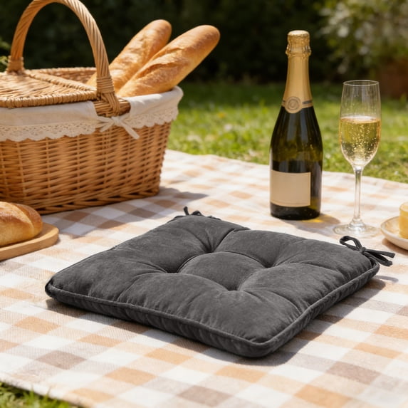 Fmbmuo Stain-Resistant Chair Cushions Breathable Rectangle Cotton for Kitchen,Office or Car, Gray Minimalist Soft Outdoor Chair Cushions 18"x 18"