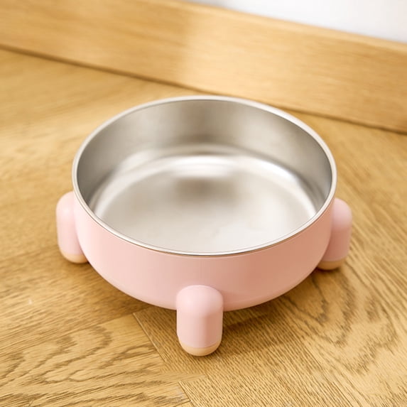 Fmbmuo Stainless Steel Cat Bowls Non-Slip Lightweight Dog Bowls, Modern Portable Pink Whisker-Friendly Pet Bowls, Suitable for Both Cats and Dogs
