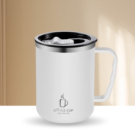 Fmbmuo Stainless Steel Tea Mug 18 oz Reusable Coffee Mug With Handle, Large Modern Dishwasher and Microwave Safe Cup Birthday Gifts for Women Men(White)