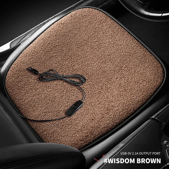 Fmbmuo Suede Car Seat Cushion Fade-Resistant Heated Rectangle for Car-Truck, Modern Brown Thick Car Seat Cushion 18"x 18"